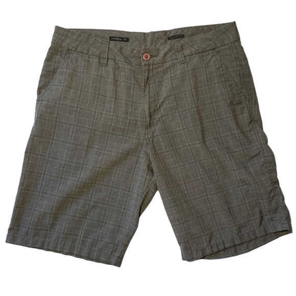 O'Neill Gray Plaid Shorts - 36 - Relaxed Fit - Picture 1 of 2
